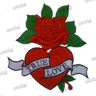 Werkvoorbeeld Borduren – True Love Logo